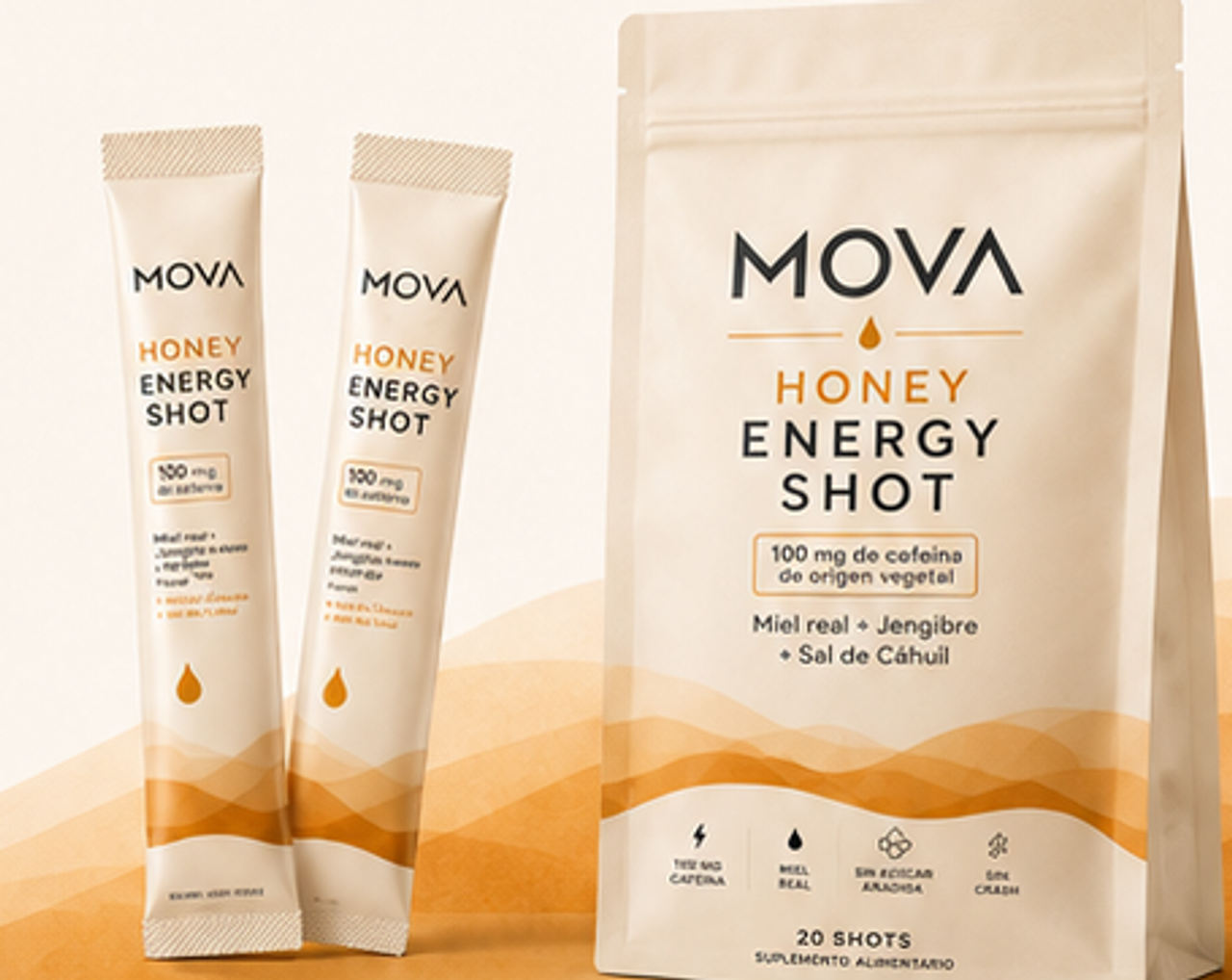 Pack y sachets MOVA Honey Energy Shot